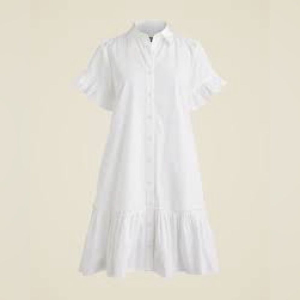 J Crew Amelia Shirtdress in Cotton Poplin White size‎ L NWT in packaging